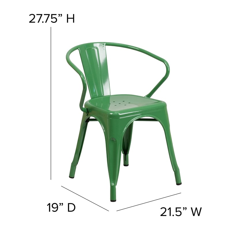 Flash Furniture Metal Stackable Dining Arm Chair in Green