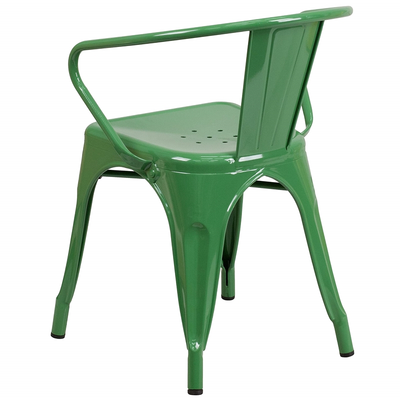 Flash Furniture Metal Stackable Dining Arm Chair in Green