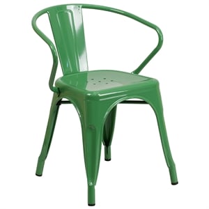 Flash Furniture Metal Stackable Dining Arm Chair in Green