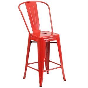 Flash Furniture 24&quot Metal Counter Stool in Red