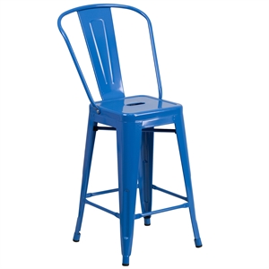 Flash Furniture 24&quot Metal Counter Stool in Blue