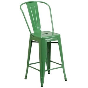 flash furniture galvanized steel curved vertical back bar stool in green