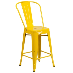 Flash Furniture 24&quot Metal Counter Stool in Yellow