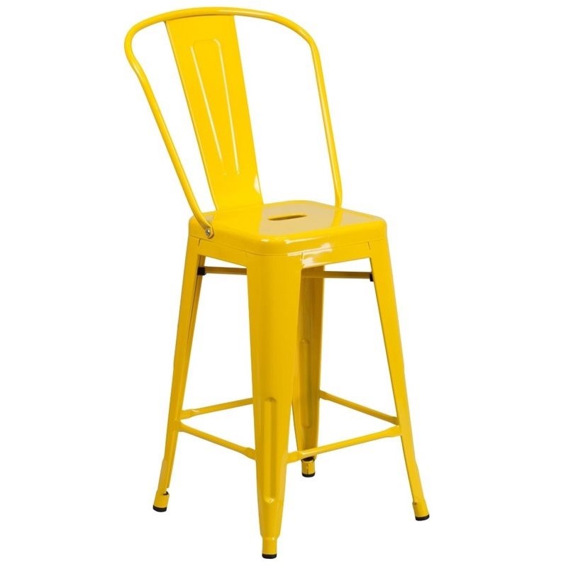Details About Flash Furniture Metal 24 Counter Stool In Yellow
