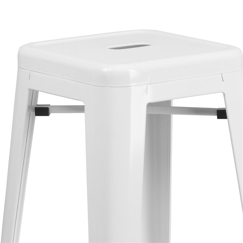 Flash Furniture 30" Metal Backless Bar Stool in White Cymax Business
