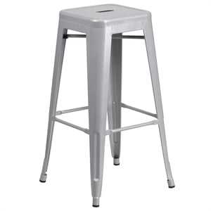 Flash Furniture 30&quot Metal Backless Bar Stool in Silver