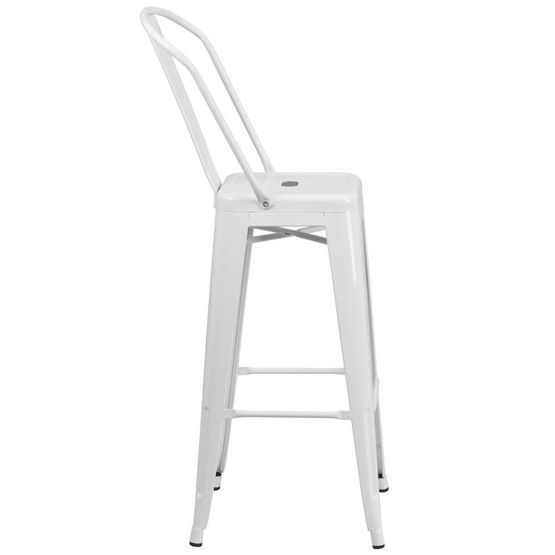 Flash Furniture 30" Metal Bar Stool in White Cymax Business