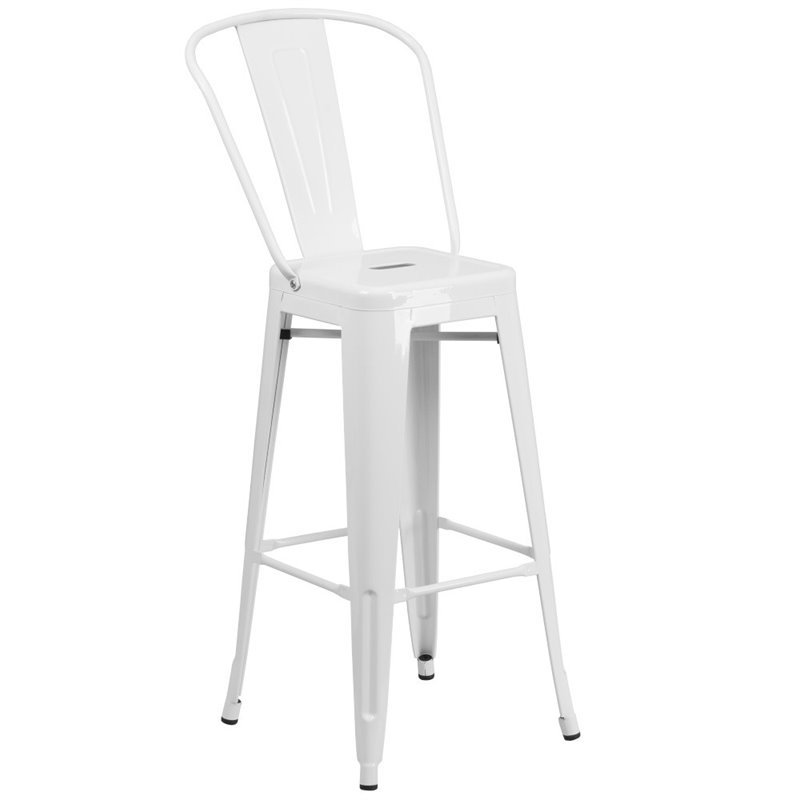 Flash Furniture 30" Metal Bar Stool in White Cymax Business