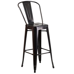 Flash Furniture 30&quot Metal Bar Stool in Black and Antique Gold