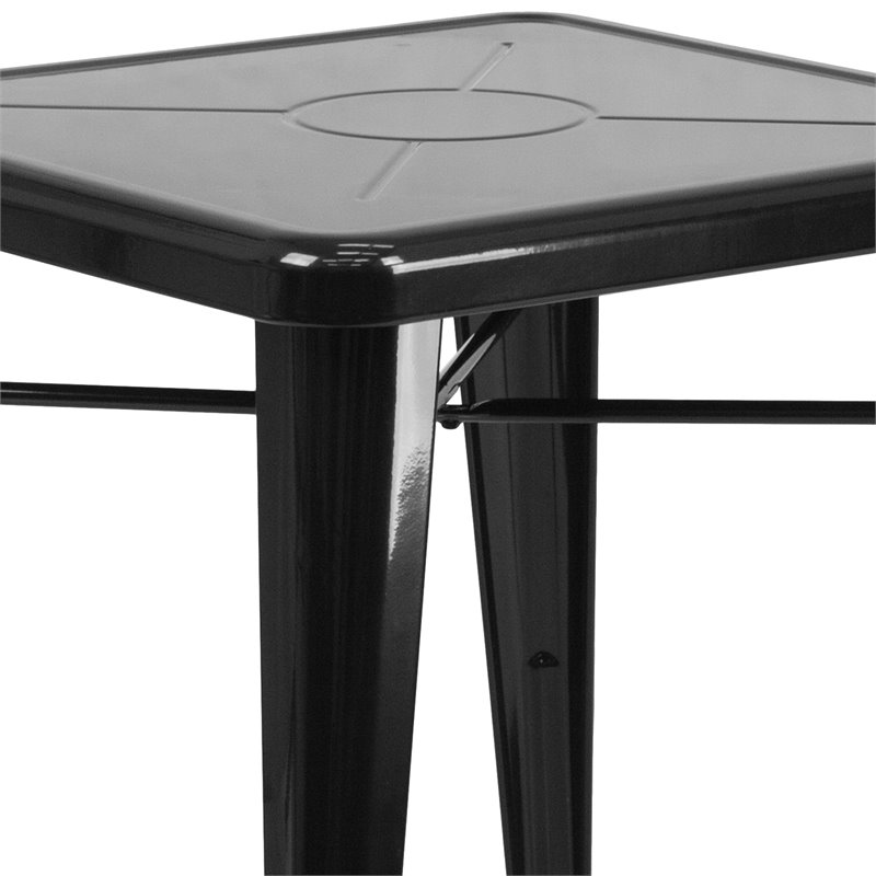 Flash Furniture 3 Piece Square Metal Bistro Dining Set in Black