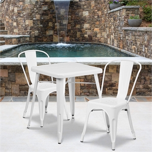 Flash Furniture 3 Piece Square Metal Bistro Dining Set in Orange
