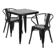 Flash Furniture 3 Piece Square Metal Bistro Dining Set in Black