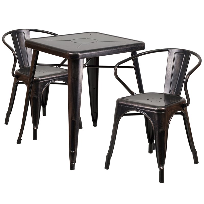 Metal 3 Piece Bistro Set In Black Antique Gold Ch 31330 2 70 Bq Gg Metal 3 Piece Bistro Set In Black Antique Gold