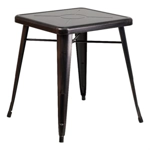 Flash Furniture 28&quot Square Metal Cafe Dining Table in Black and Antique Gold