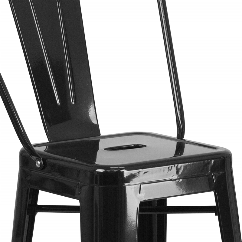 Flash Furniture 3 Piece Square Metal Pub Set in Black