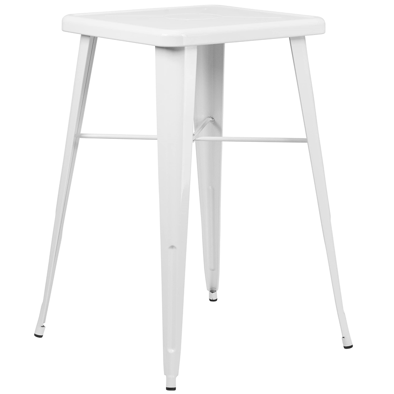 Flash Furniture 3 Piece Square Metal Pub Set in White