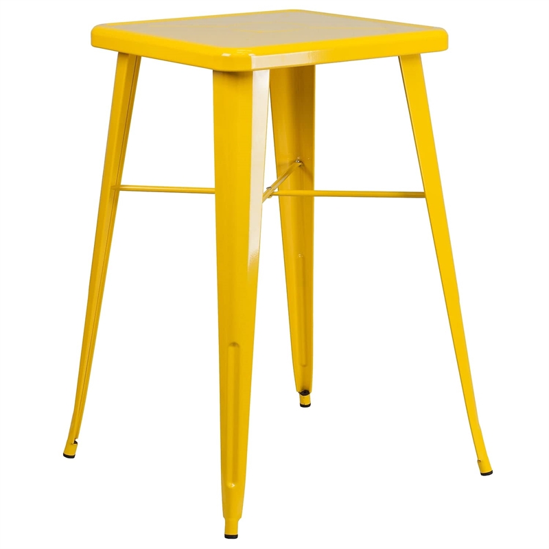 Flash Furniture 3 Piece Square Metal Pub Set in Yellow