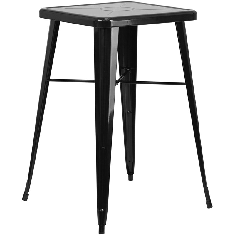 Flash Furniture 3 Piece Square Metal Pub Set in Black