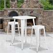 Flash Furniture 3 Piece Square Metal Pub Set in White
