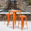 Flash Furniture 3 Piece Square Metal Pub Set in Orange