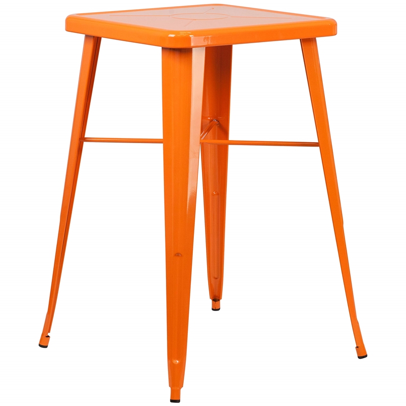 Flash Furniture 3 Piece Square Metal Pub Set in Orange