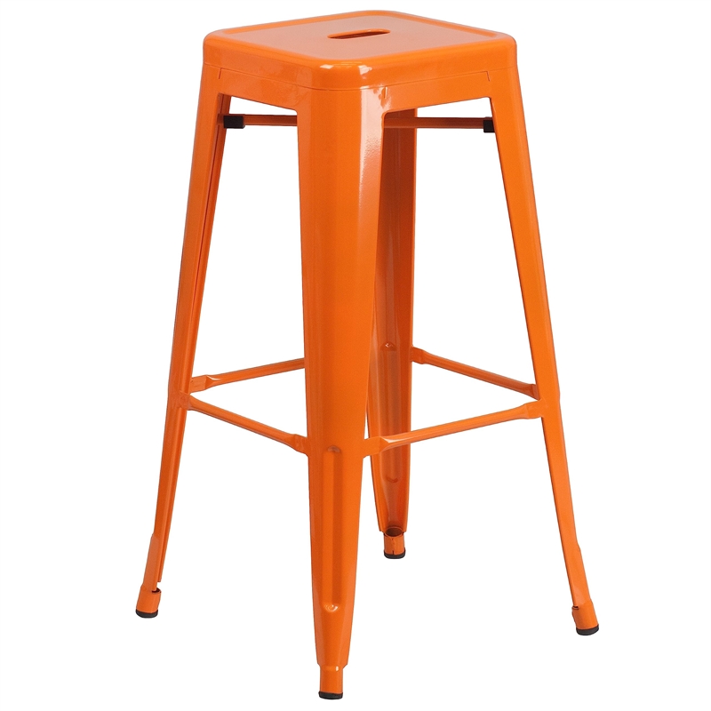 Flash Furniture 3 Piece Square Metal Pub Set in Orange
