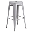 Flash Furniture 3 Piece Square Metal Pub Set in Silver