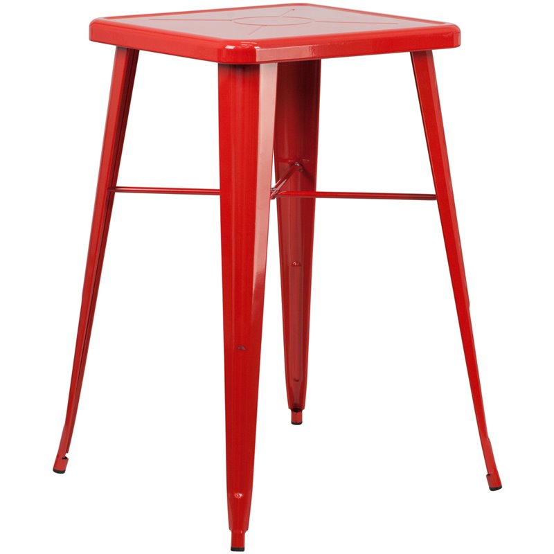 Flash Furniture 3 Piece Square Metal Pub Set in Red