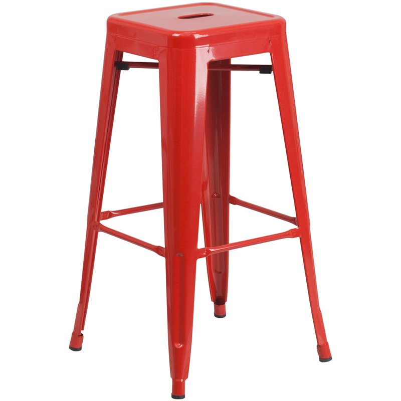 Flash Furniture 3 Piece Square Metal Pub Set in Red