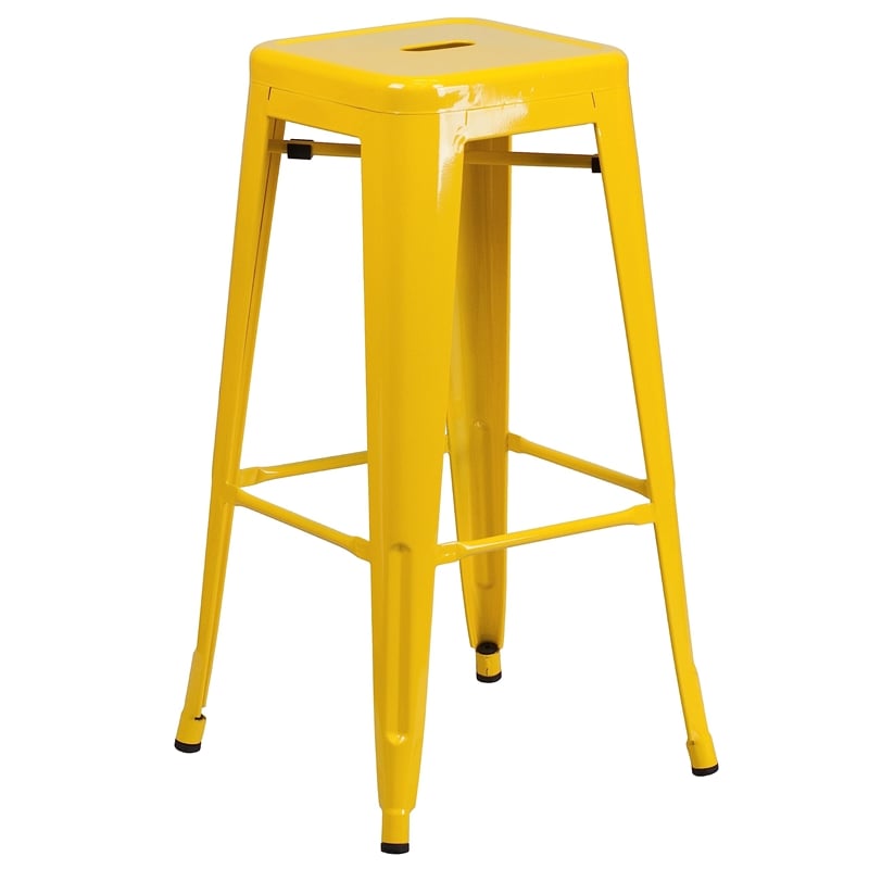 Flash Furniture 3 Piece Square Metal Pub Set in Yellow