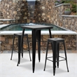 Flash Furniture 3 Piece Square Metal Pub Set in Black and Antique Gold