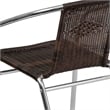 Flash Furniture Aluminum Rattan Dining Chair in Dark Brown