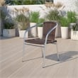 Flash Furniture Aluminum Rattan Dining Chair in Dark Brown