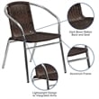 Flash Furniture Aluminum Rattan Dining Chair in Dark Brown