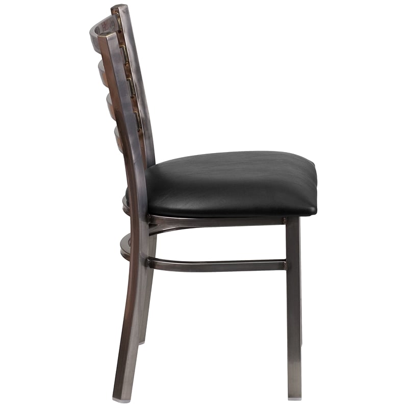 Flash Furniture Clear Coated Metal Chair with Black Vinyl Seat