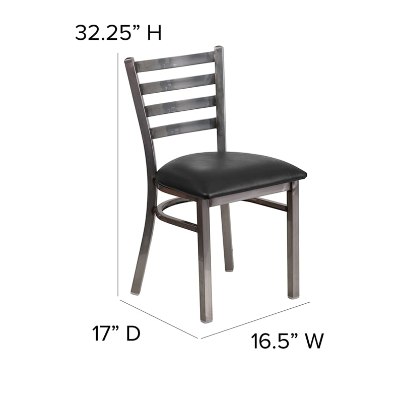 Flash Furniture Clear Coated Metal Chair with Black Vinyl Seat