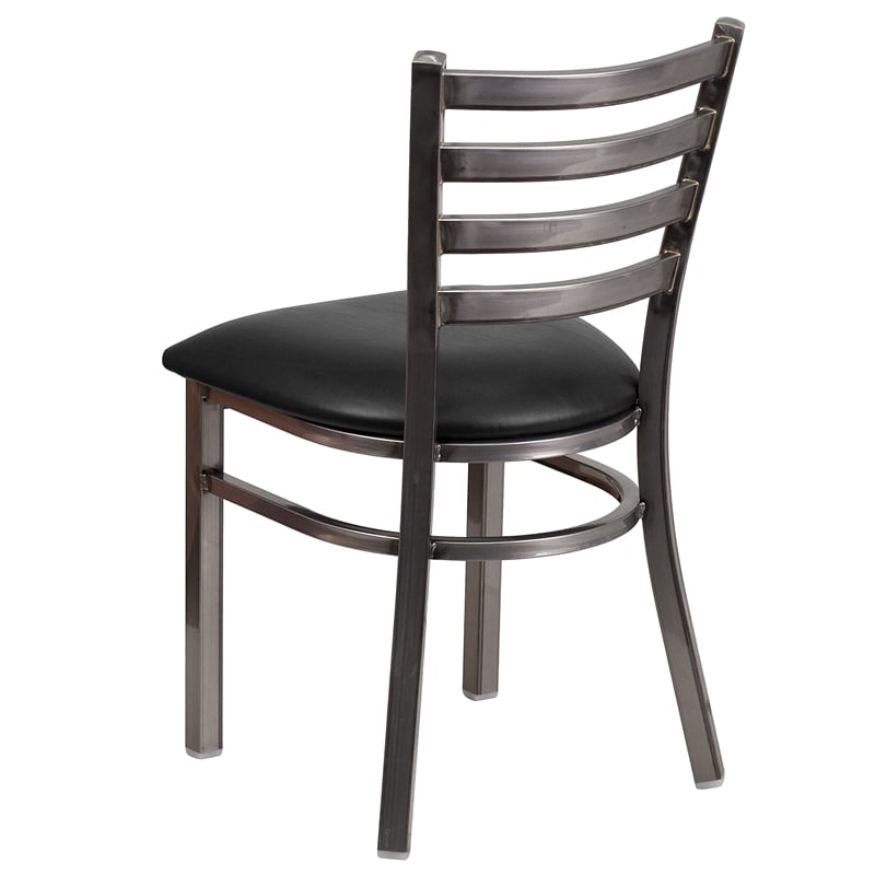 Flash Furniture Clear Coated Metal Chair with Black Vinyl Seat