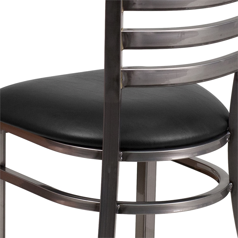 Flash Furniture Clear Coated Metal Chair with Black Vinyl Seat