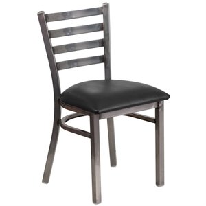 flash furniture hercules clear coated ladder back metal faux leather restaurant dining side chair