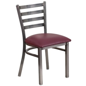 Flash Furniture Clear Coated Metal Chair with Burgundy Vinyl Seat