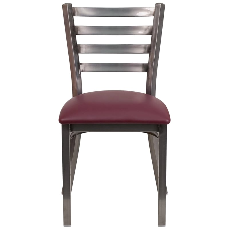 Flash Furniture Clear Coated Metal Chair with Burgundy Vinyl Seat