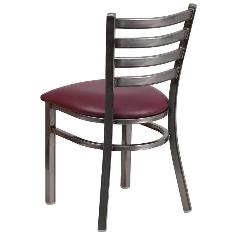 Flash Furniture Clear Coated Metal Chair with Burgundy Vinyl Seat