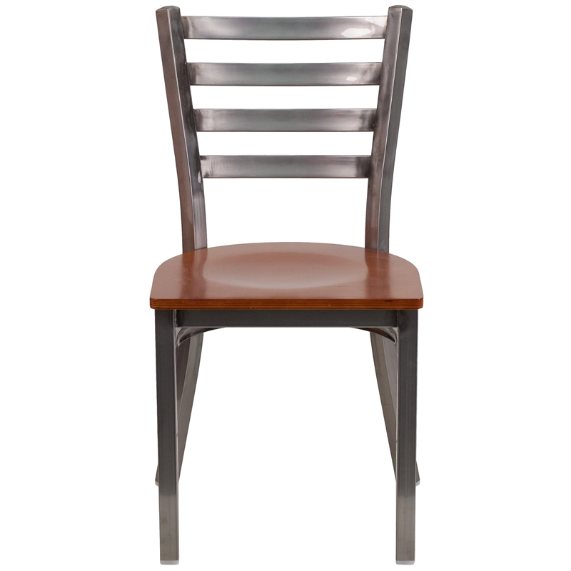 Flash Furniture Clear Coated Ladder Back Metal Chair - Cherry Seat