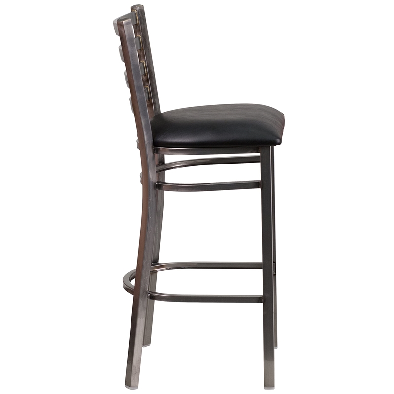Flash Furniture Ladder Back Metal Barstool - Black Vinyl Seat