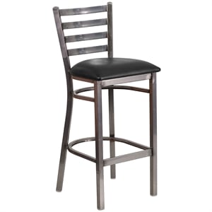 Flash Furniture Ladder Back Metal Barstool - Black Vinyl Seat
