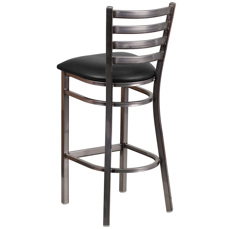 Flash Furniture Ladder Back Metal Barstool - Black Vinyl Seat