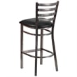 Flash Furniture Ladder Back Metal Barstool - Black Vinyl Seat