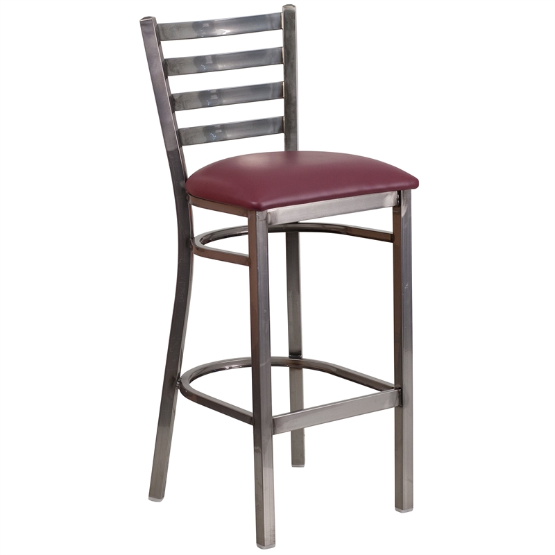 Flash Furniture Ladder Back Metal Barstool - Burgundy Vinyl Seat