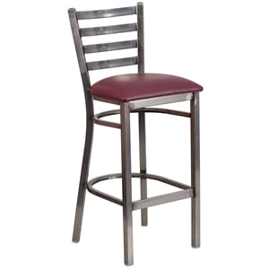 Flash Furniture Ladder Back Metal Barstool - Burgundy Vinyl Seat