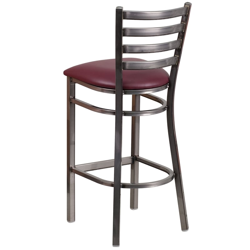Flash Furniture Ladder Back Metal Barstool - Burgundy Vinyl Seat